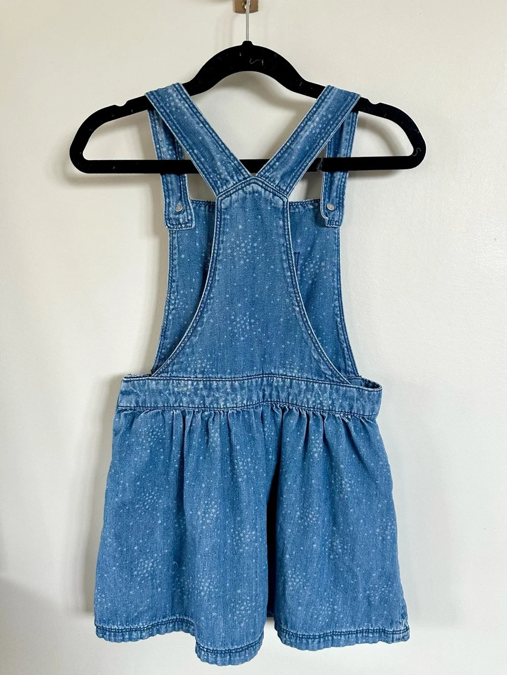 F&F Girls Denim Overall Dress 6X 6-7Y Speckled Wash Pinafore Jumper